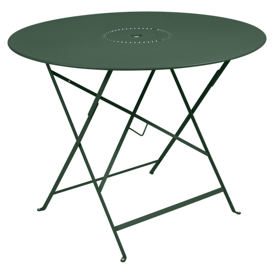 Fermob Floreal Folding Table Ø96 cm in Cedar Green – large round folding table in powder-coated steel