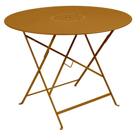 Fermob Floreal Folding Table Ø96 cm in Gingerbread – large round folding table in powder-coated steel