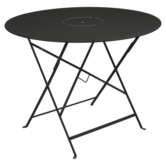 Fermob Floreal Folding Table Ø96 cm in Liquorice – large round folding table in powder-coated steel