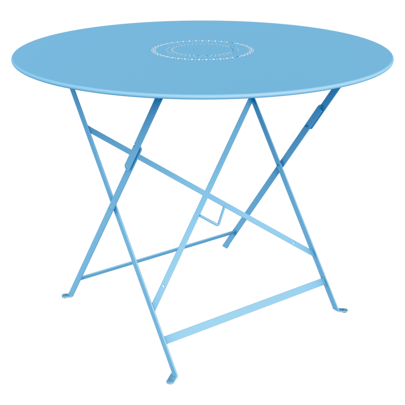 Load image into Gallery viewer, Fermob Floreal Folding Table Ø96 cm in Maya Blue – large round folding table in powder-coated steel
