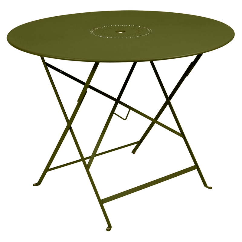 Load image into Gallery viewer, Fermob Floreal Folding Table Ø96 cm in Pesto Green – large round folding table in powder-coated steel

