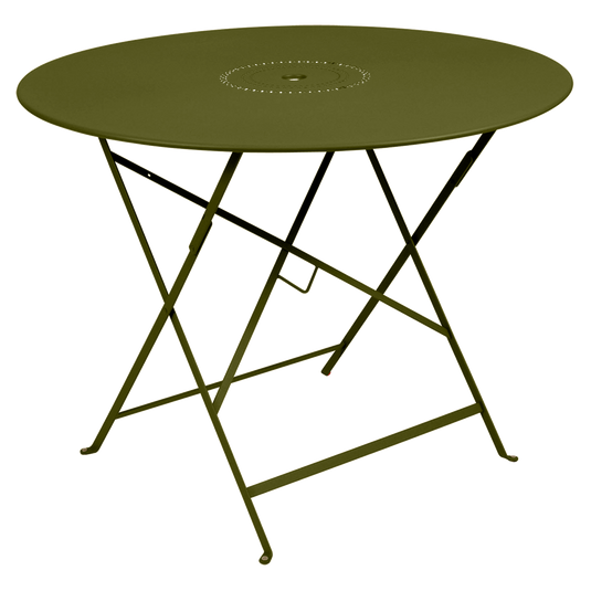 Fermob Floreal Folding Table Ø96 cm in Pesto Green – large round folding table in powder-coated steel