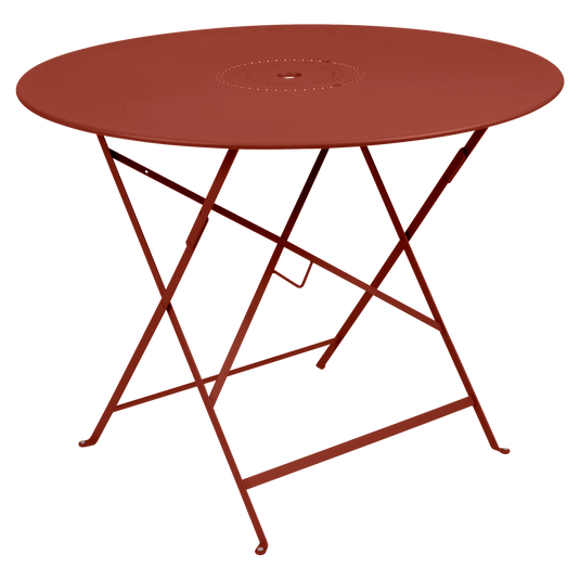 Fermob Floreal Folding Table Ø96 cm in Red Ochre – large round folding table in powder-coated steel