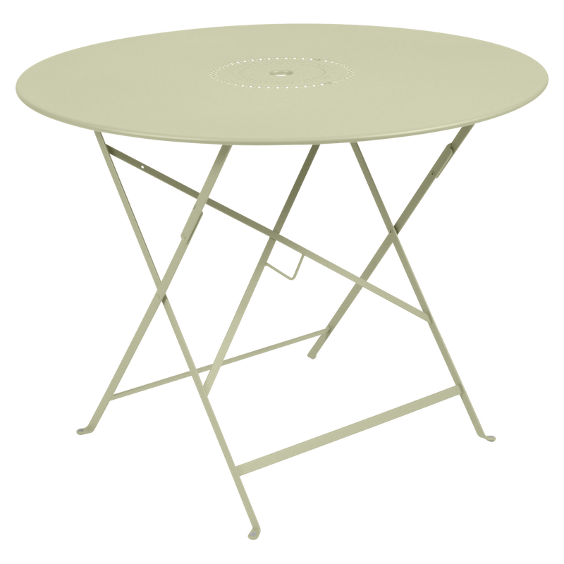 Load image into Gallery viewer, Fermob Floreal Folding Table Ø96 cm in Willow Green – large round folding table in powder-coated steel
