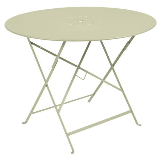 Fermob Floreal Folding Table Ø96 cm in Willow Green – large round folding table in powder-coated steel