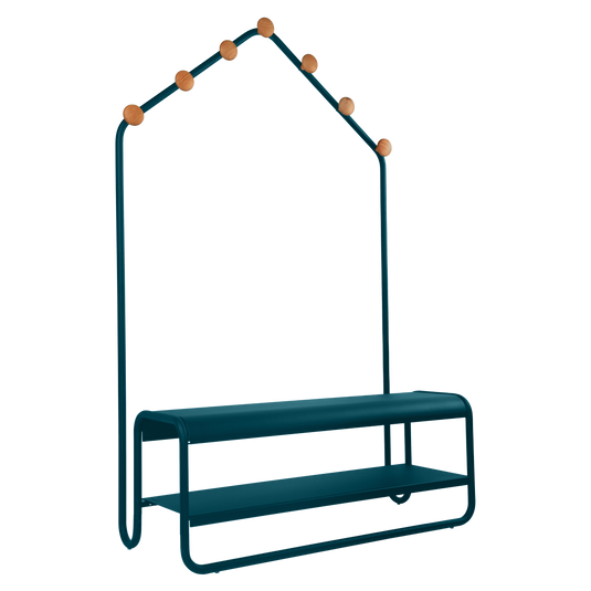 Fermob Funambule Cloakroom Bench in Acapulco Blue