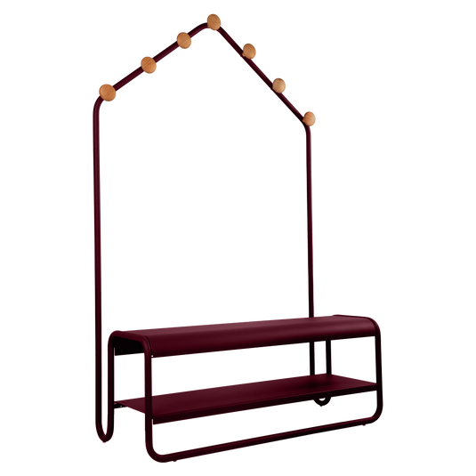 Fermob Funambule Cloakroom Bench in Black Cherry