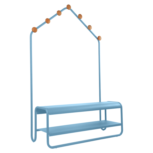 Fermob Funambule Cloakroom Bench in Maya Blue