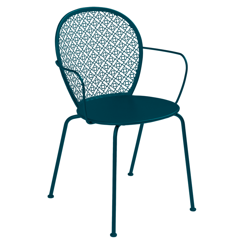 Load image into Gallery viewer, Fermob Lorette Armchair in Acapulco Blue – romantic metal garden armchair in powder-coated steel
