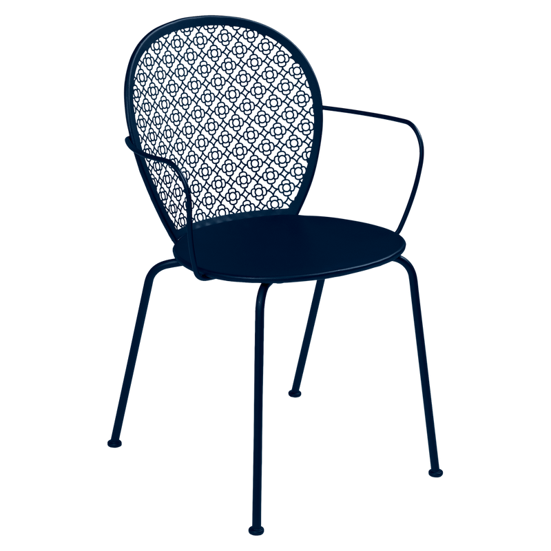 Load image into Gallery viewer, Fermob Lorette Armchair in Deep Blue – romantic metal garden armchair in powder-coated steel
