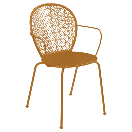 Fermob Lorette Armchair in Gingerbread – romantic metal garden armchair in powder-coated steel