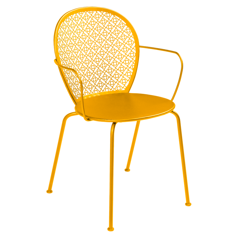 Load image into Gallery viewer, Fermob Lorette Armchair in Honey – romantic metal garden armchair in powder-coated steel
