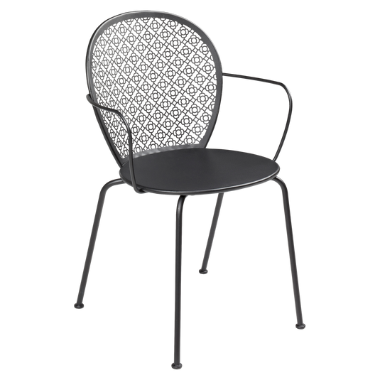 Fermob Lorette Armchair in Liquorice – romantic metal garden armchair in powder-coated steel
