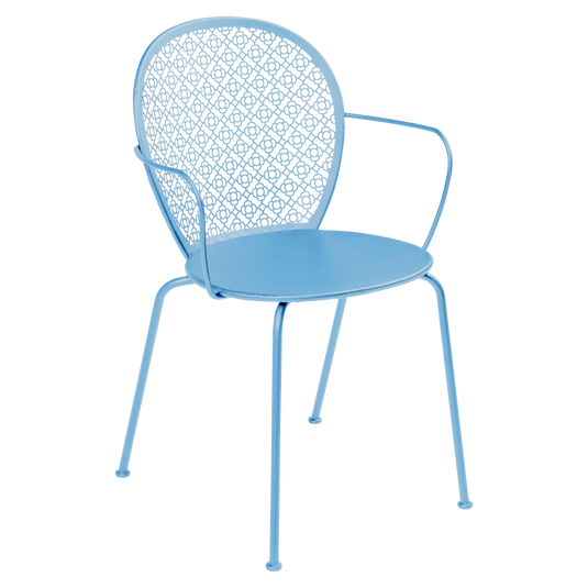 Fermob Lorette Armchair in Maya Blue – romantic metal garden armchair in powder-coated steel