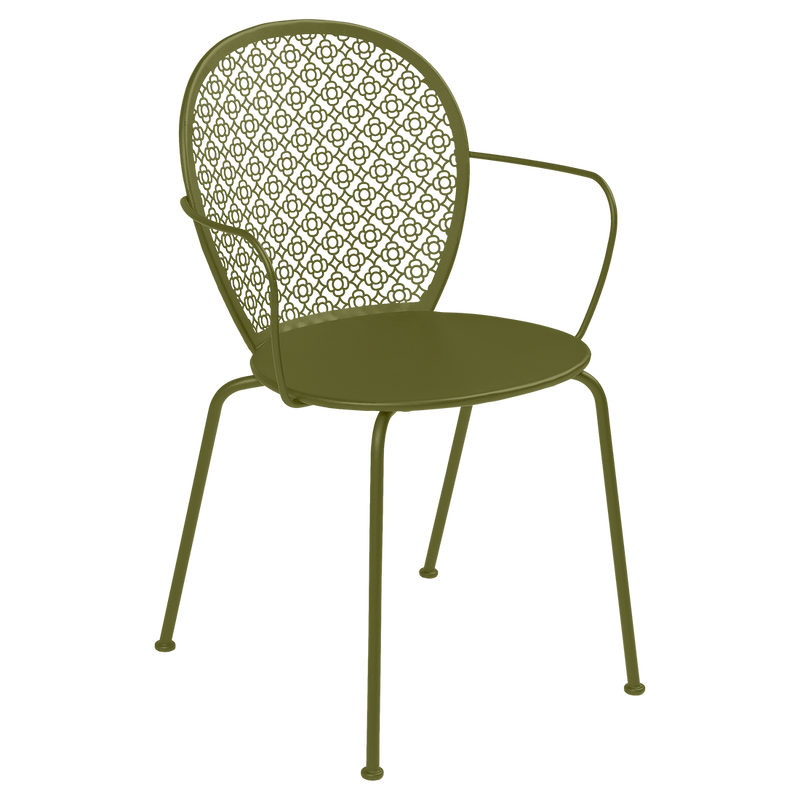 Load image into Gallery viewer, Fermob Lorette Armchair in Pesto Green – romantic metal garden armchair in powder-coated steel
