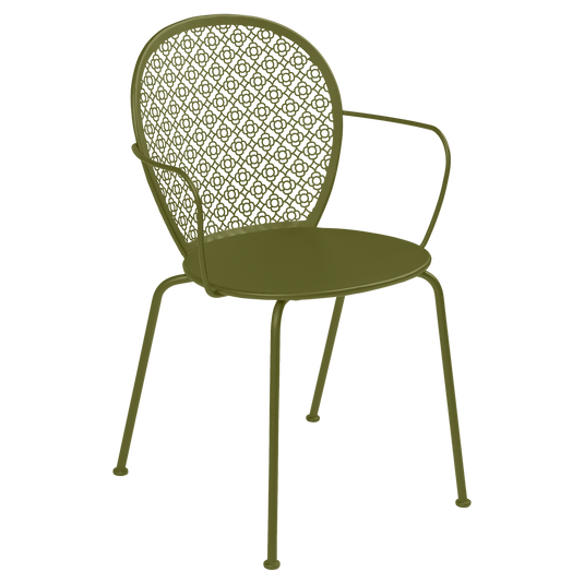 Fermob Lorette Armchair in Pesto Green – romantic metal garden armchair in powder-coated steel