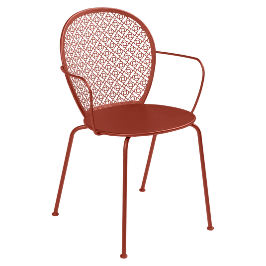 Fermob Lorette Armchair in Red Ochre – romantic metal garden armchair in powder-coated steel