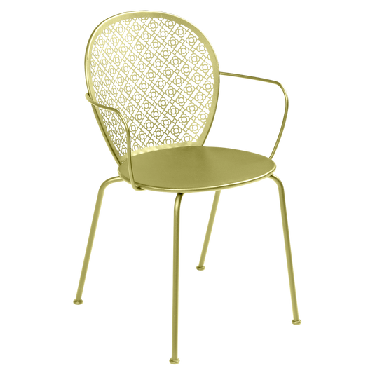 Fermob Lorette Armchair in Willow Green – romantic metal garden armchair in powder-coated steel
