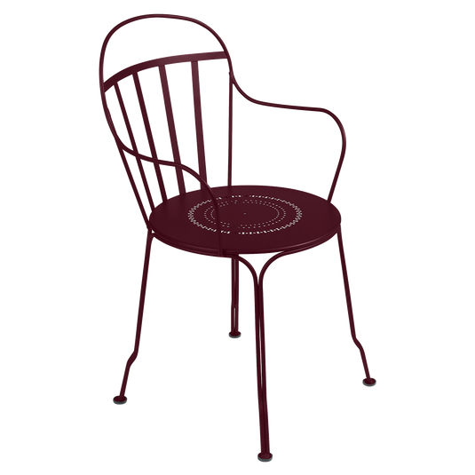 Fermob Louvre Armchair in Black Cherry – stackable metal garden armchair in powder-coated steel
