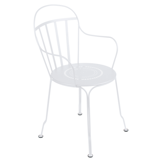 Fermob Louvre Armchair in Cotton White – stackable metal garden armchair in powder-coated steel