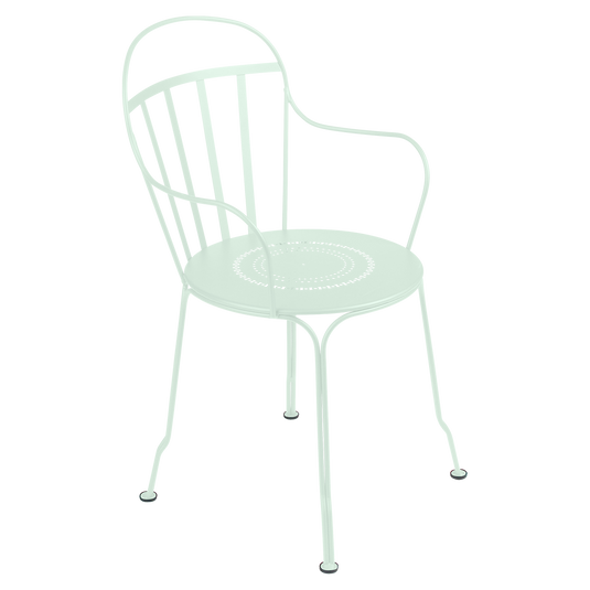 Fermob Louvre Armchair in Ice Mint – stackable metal garden armchair in powder-coated steel