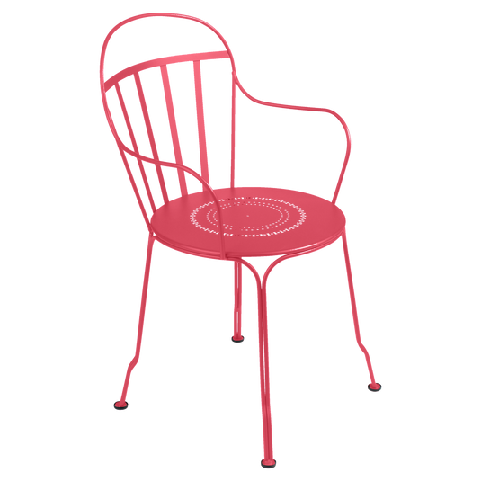 Fermob Louvre Armchair in Rosalie – stackable metal garden armchair in powder-coated steel
