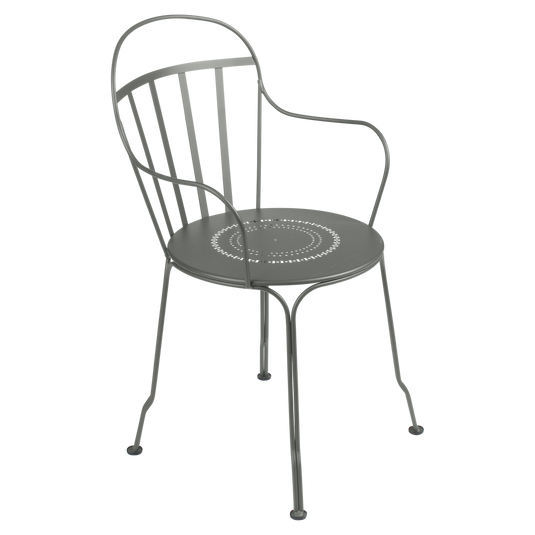 Fermob Louvre Armchair in Rosemary – stackable metal garden armchair in powder-coated steel