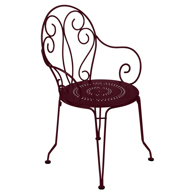 Load image into Gallery viewer, Fermob Montmartre Armchair in Black Cherry – stackable steel bistro garden armchair with scrollwork

