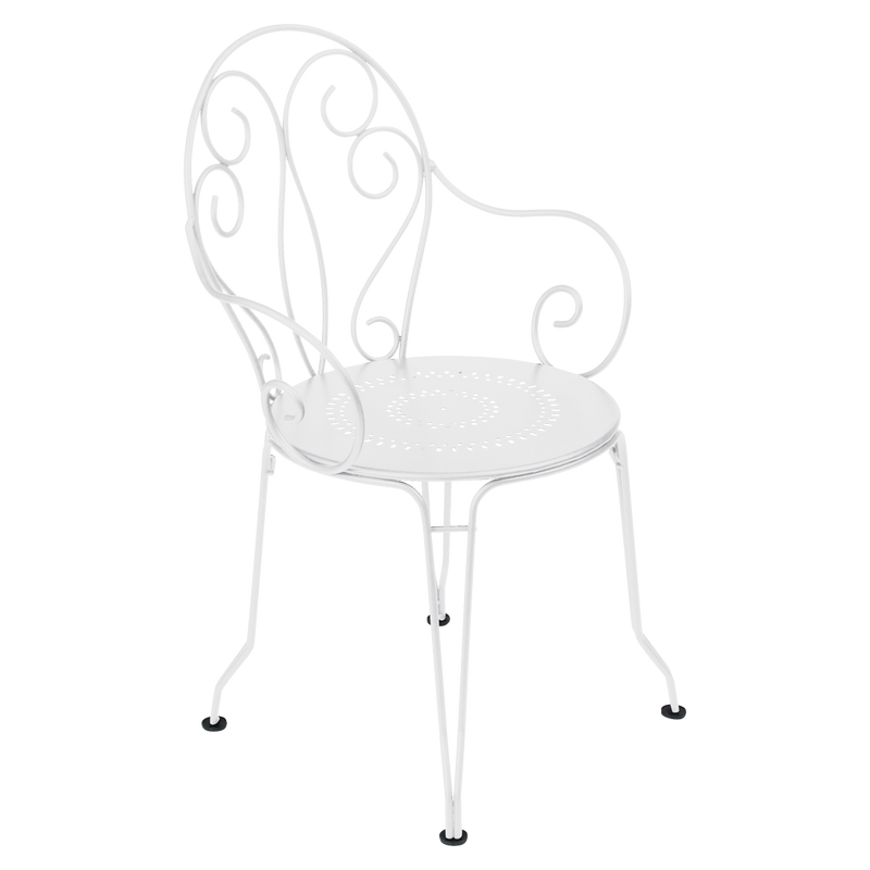 Load image into Gallery viewer, Fermob Montmartre Armchair in Cotton White – stackable steel bistro garden armchair with scrollwork
