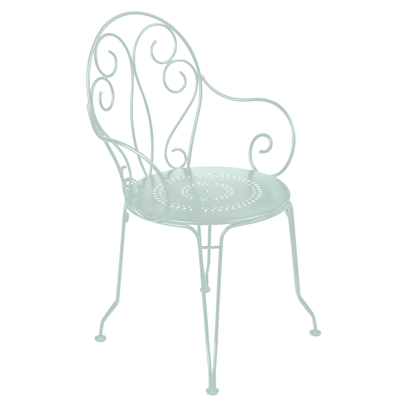 Load image into Gallery viewer, Fermob Montmartre Armchair in Ice Mint – stackable steel bistro garden armchair with scrollwork
