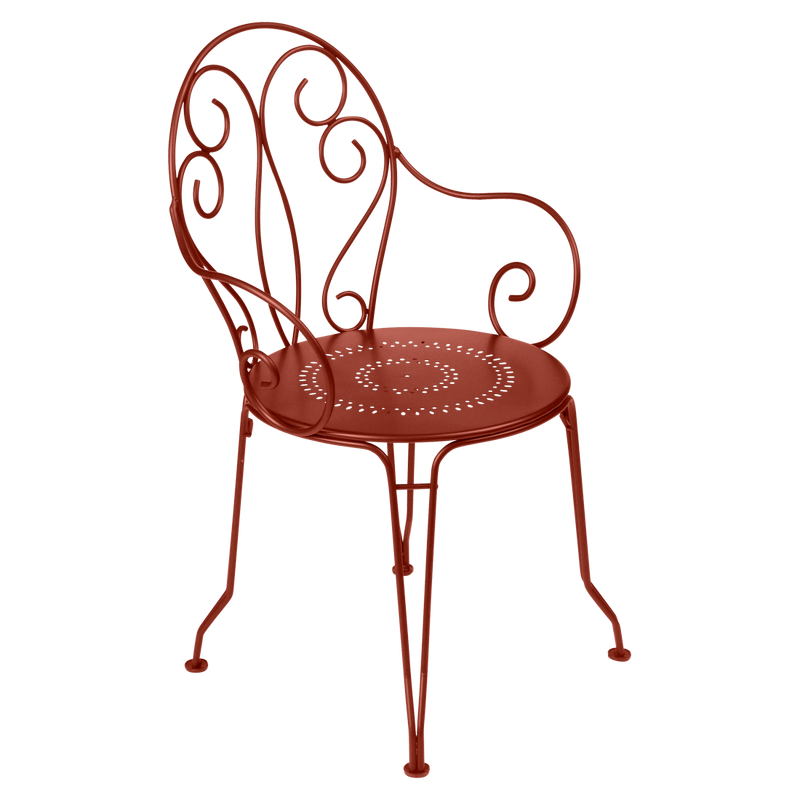 Load image into Gallery viewer, Fermob Montmartre Armchair in Red Ochre – stackable steel bistro garden armchair with scrollwork
