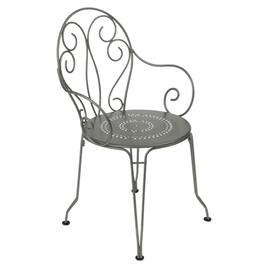 Fermob Montmartre Armchair in Rosemary – stackable steel bistro garden armchair with scrollwork