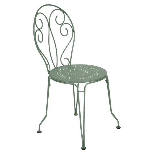 Fermob Montmartre Chair in Cactus – stackable steel bistro garden chair with scrollwork back