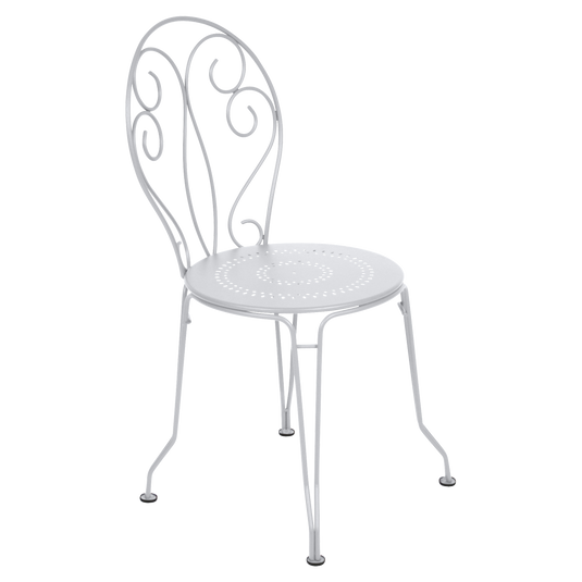 Fermob Montmartre Chair in Cotton White – stackable steel bistro garden chair with scrollwork back