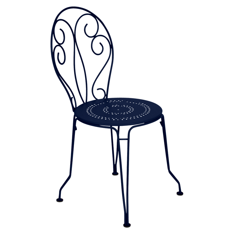 Load image into Gallery viewer, Fermob Montmartre Chair in Deep Blue – stackable steel bistro garden chair with scrollwork back

