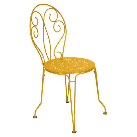 Fermob Montmartre Chair in Honey – stackable steel bistro garden chair with scrollwork back