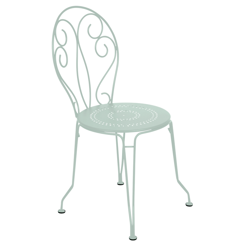 Load image into Gallery viewer, Fermob Montmartre Chair in Ice Mint – stackable steel bistro garden chair with scrollwork back
