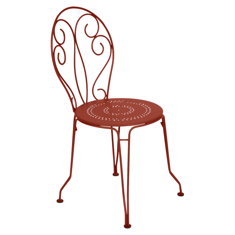 Load image into Gallery viewer, Fermob Montmartre Chair in Red Ochre – stackable steel bistro garden chair with scrollwork back
