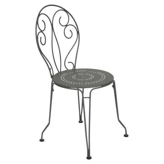 Fermob Montmartre Chair in Rosemary – stackable steel bistro garden chair with scrollwork back