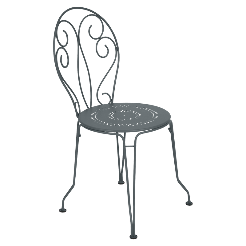 Load image into Gallery viewer, Fermob Montmartre Chair in Storm Grey – stackable steel bistro garden chair with scrollwork back
