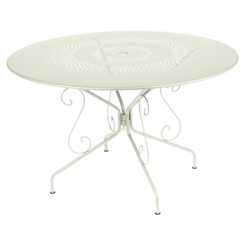 Load image into Gallery viewer, Fermob Montmartre Table Ø117 cm in Clay Grey – large round perforated steel garden table Ø 117 cm
