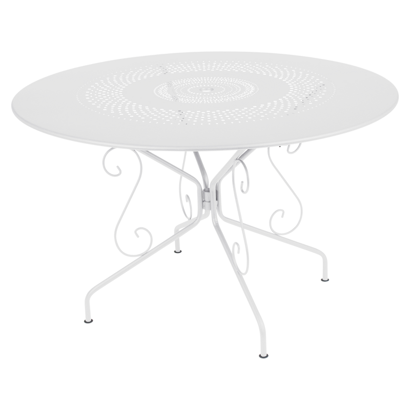Load image into Gallery viewer, Fermob Montmartre Table Ø117 cm in Cotton White – large round perforated steel garden table Ø 117 cm
