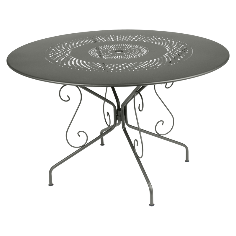 Load image into Gallery viewer, Fermob Montmartre Table Ø117 cm in Rosemary – large round perforated steel garden table Ø 117 cm
