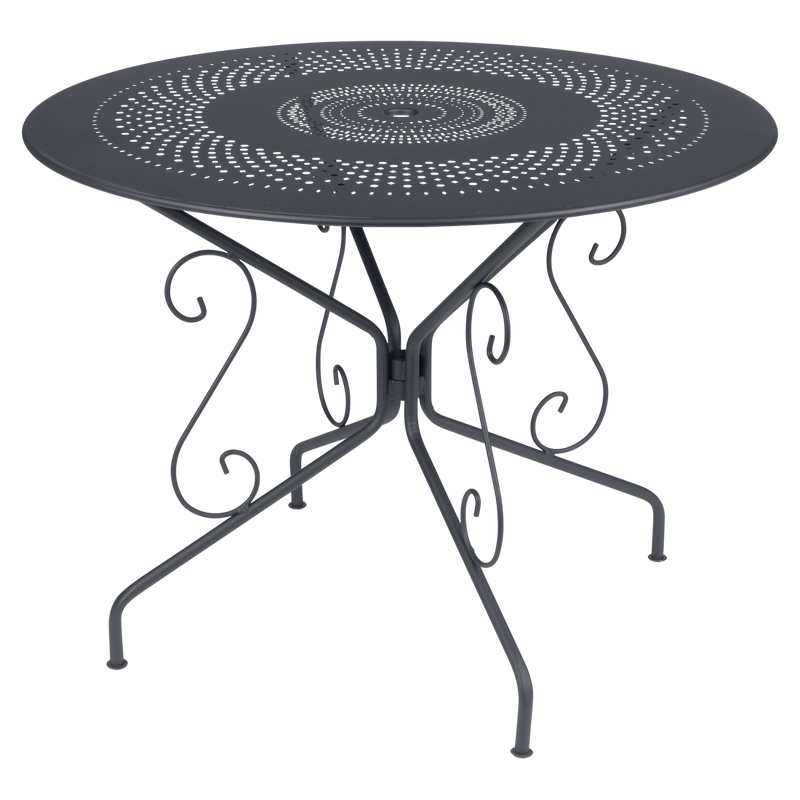 Load image into Gallery viewer, Fermob Montmartre Table Ø96 cm in Anthracite – round perforated steel garden table Ø 96 cm
