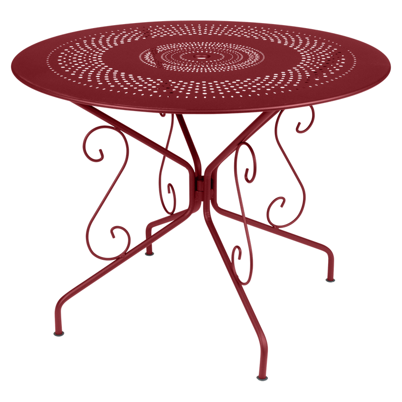 Load image into Gallery viewer, Fermob Montmartre Table Ø96 cm in Chilli – round perforated steel garden table Ø 96 cm
