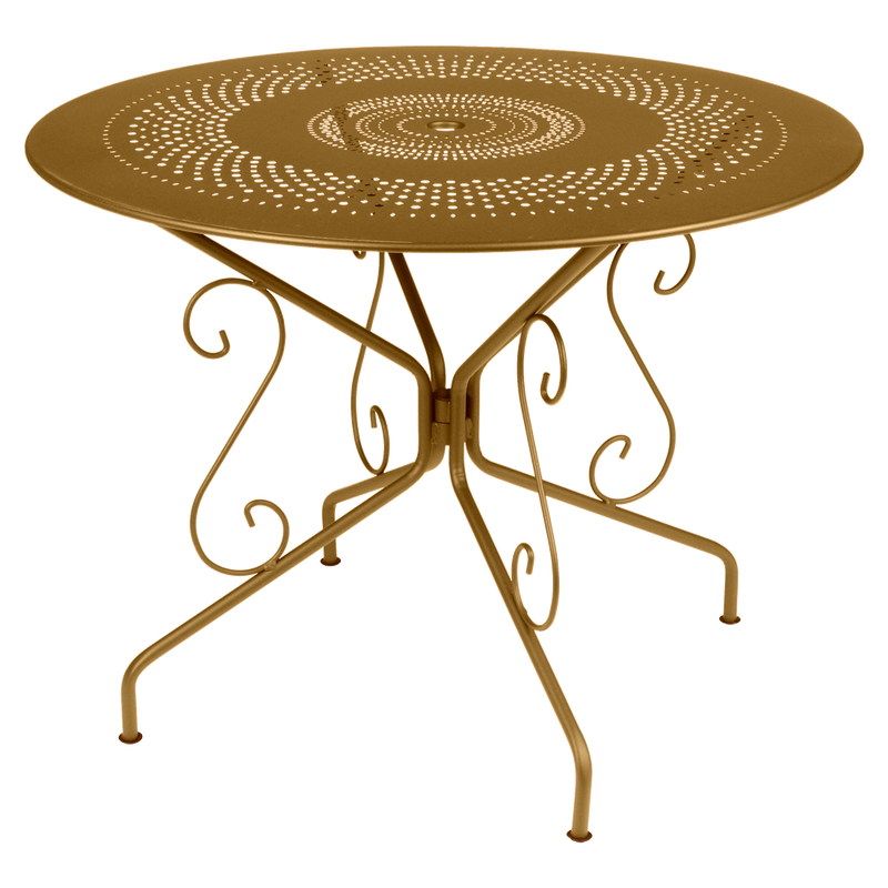 Load image into Gallery viewer, Fermob Montmartre Table Ø96 cm in Gingerbread – round perforated steel garden table Ø 96 cm
