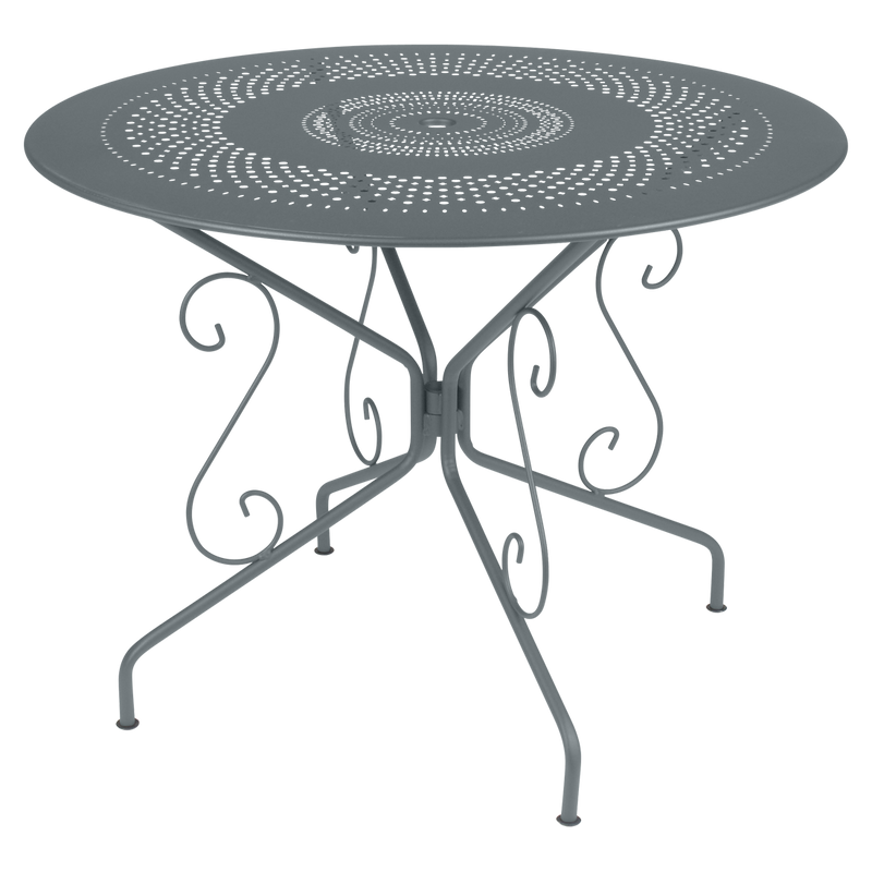 Load image into Gallery viewer, Fermob Montmartre Table Ø96 cm in Storm Grey – round perforated steel garden table Ø 96 cm
