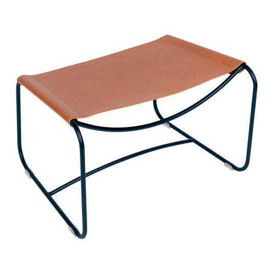 Fermob Surprising Leather Footrest in Deep Blue