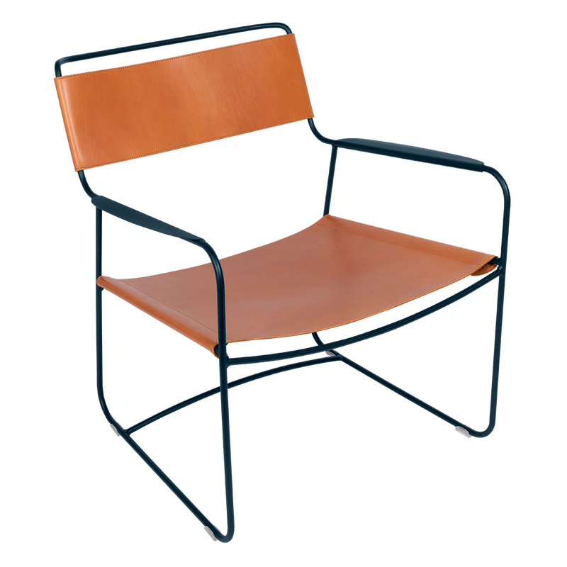Load image into Gallery viewer, Fermob Surprising Leather Low Armchair in Deep Blue
