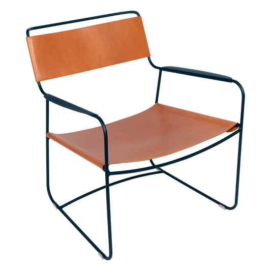Fermob Surprising Leather Low Armchair in Deep Blue